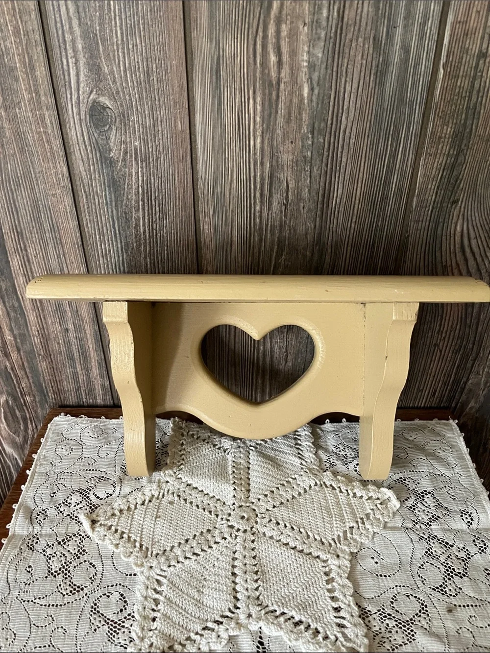 Tan Heart Accent Shelf - Home Wall Decor